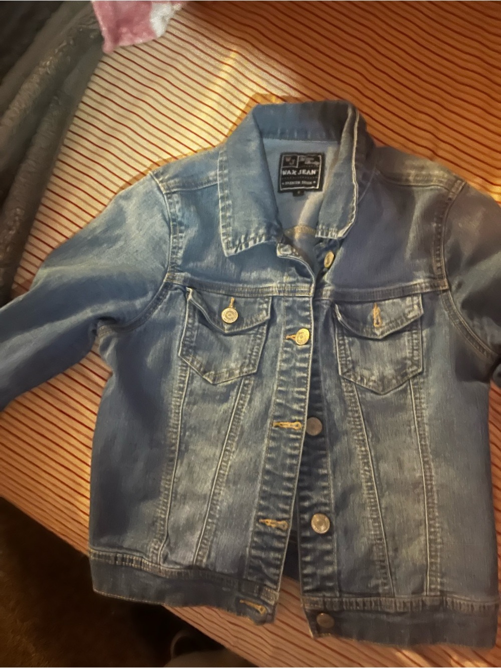 Wax Jean Kids Light Blue Denim Jacket with Faded Details